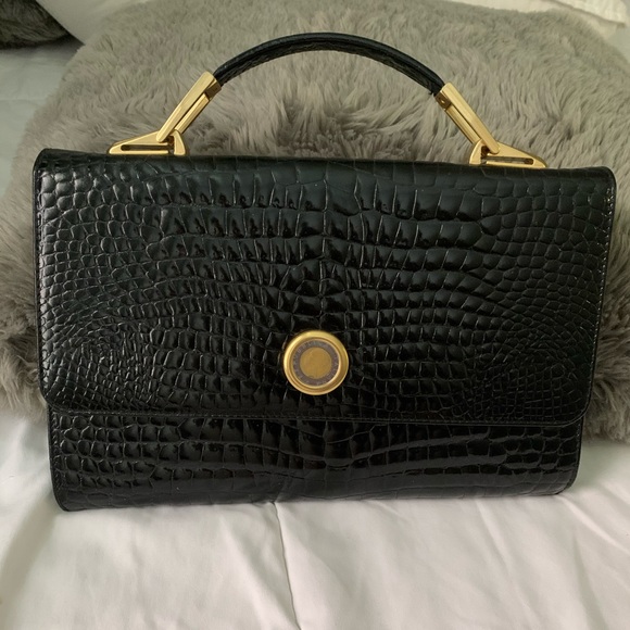 Vintage Handbags - Vintage Italian Shiny Porosus Croc F.B.M